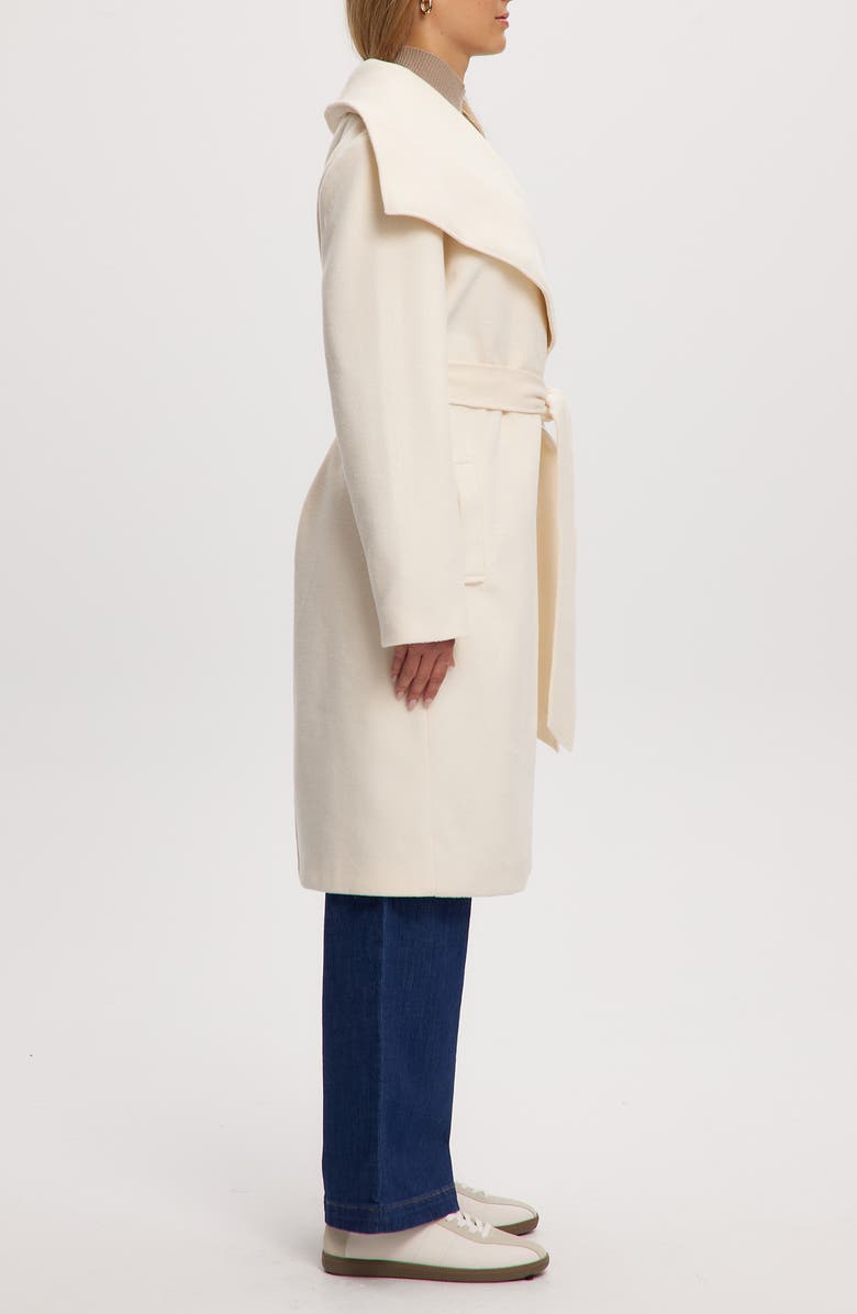 Noize Lena Belted Wrap Coat, Alternate, color, Off White