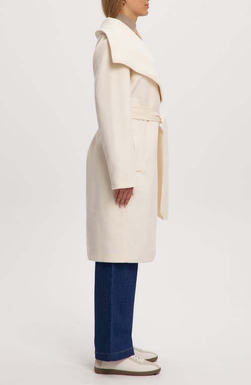 Noize Lena Belted Wrap Coat In Off White