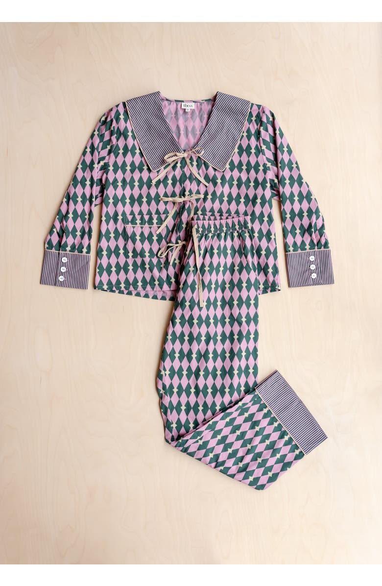 TBCo Cotton Harlequin Collar Pajamas, Alternate, color, Pink Harlequin