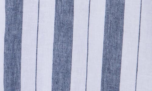 Original Penguin Vertical Stripe Linen & Cotton Camp Shirt In Blue