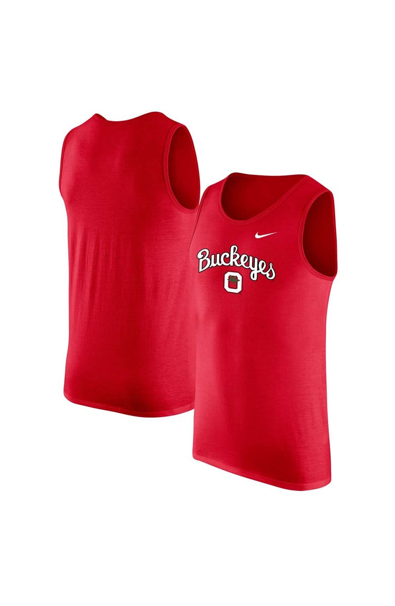Nike Men's Nike Scarlet Ohio State Buckeyes Vintage Logo Performance Tank Top, Main, color, Scarlet