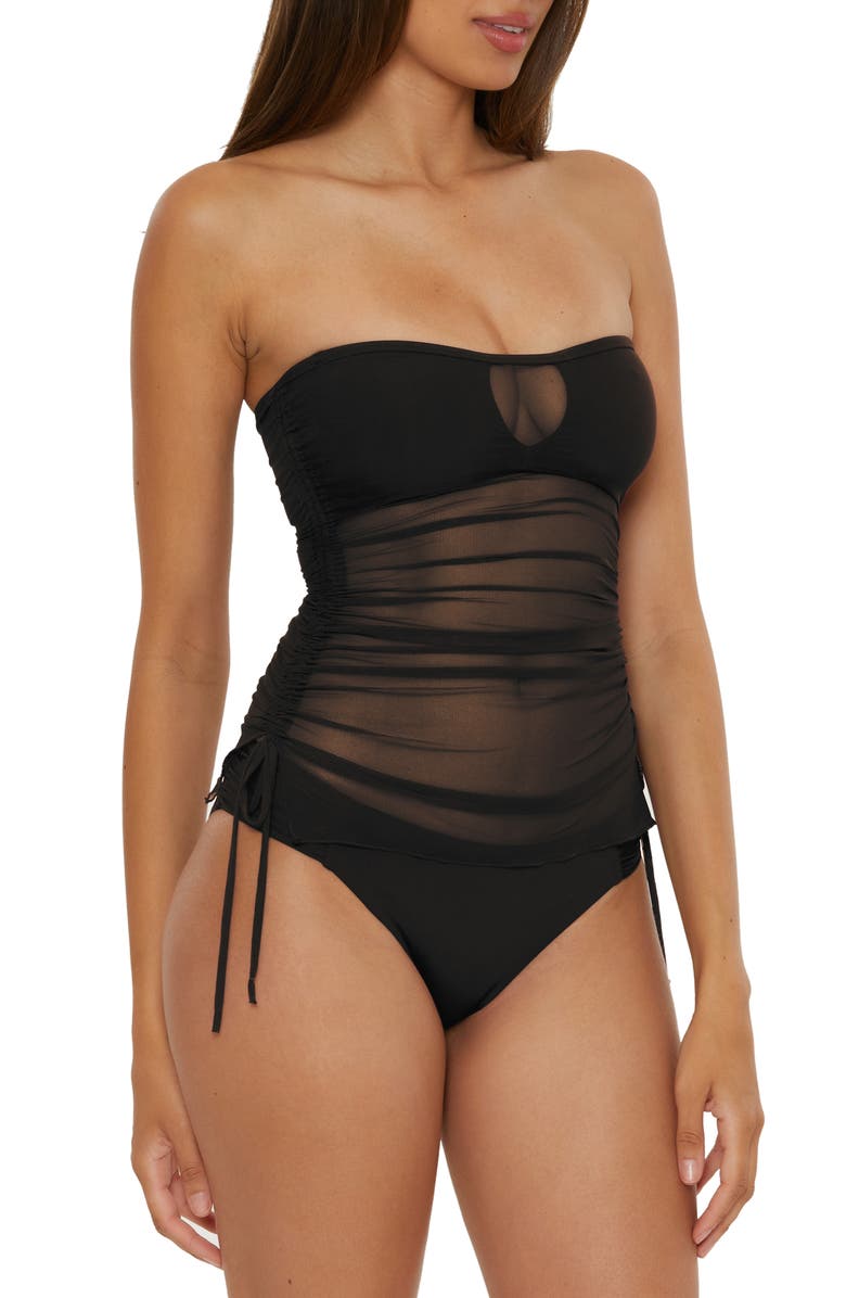 Becca Muse Stretch Mesh Multifit Tankini, Alternate, color, Black