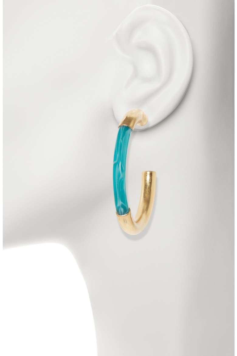 Resin Large Hoop Earrings, Alternate, color, 12KT SOFT POLISH/ BLUE MULTI