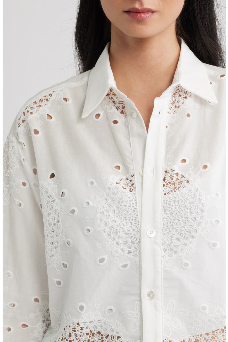 Embroidered Eyelet Lace Button Down Shirt, Alternate, color, RING EMBROIDERY
