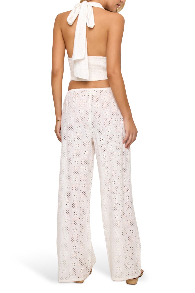 Lily Cotton Eyelet Cover-Up Drawstring Pants, Alternate, color, CREAM