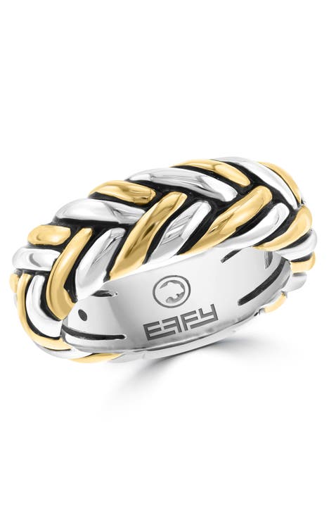 Two-tone Braided Band Ring In Sterling Silver