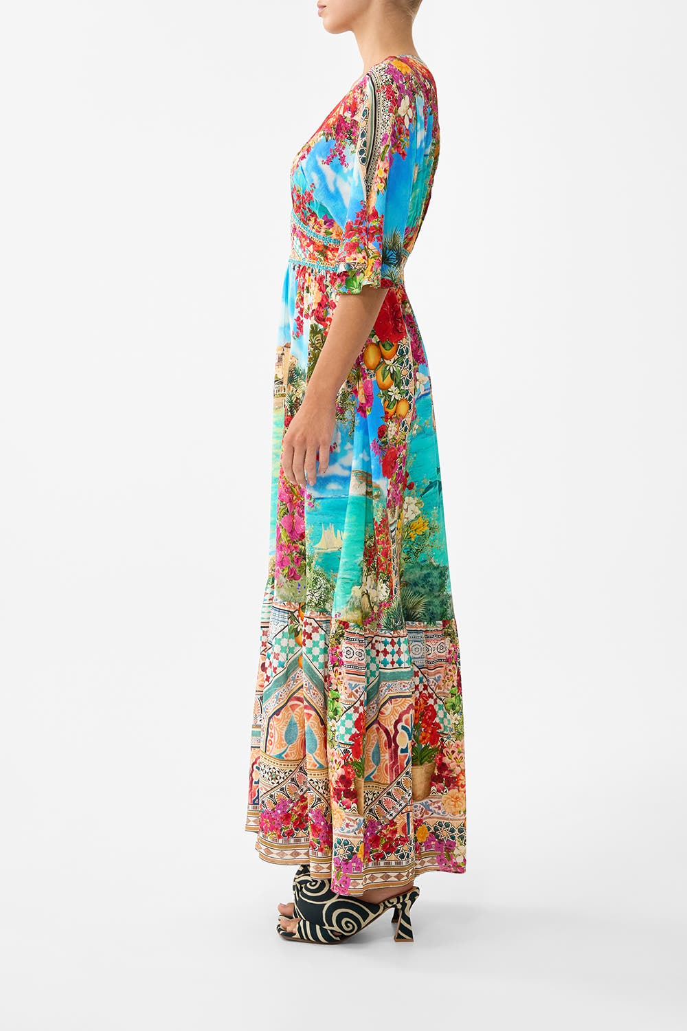 Waisted Dress With Hem Ruffle - image 2
