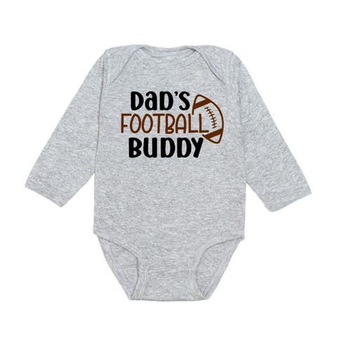 Dad's Football Buddy Black & Brown Long Sleeve Bodysuit (Baby)