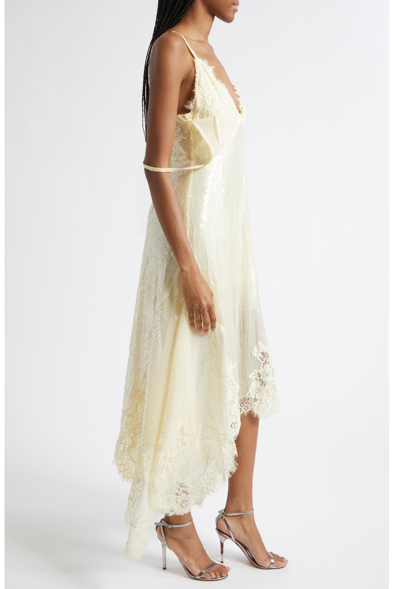 Lace Trim Sequin Double Layer Slipdress, Alternate, color, SOFT YELLOW
