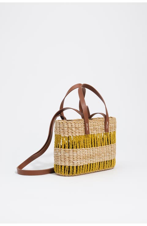Small Raffia Basket Bag