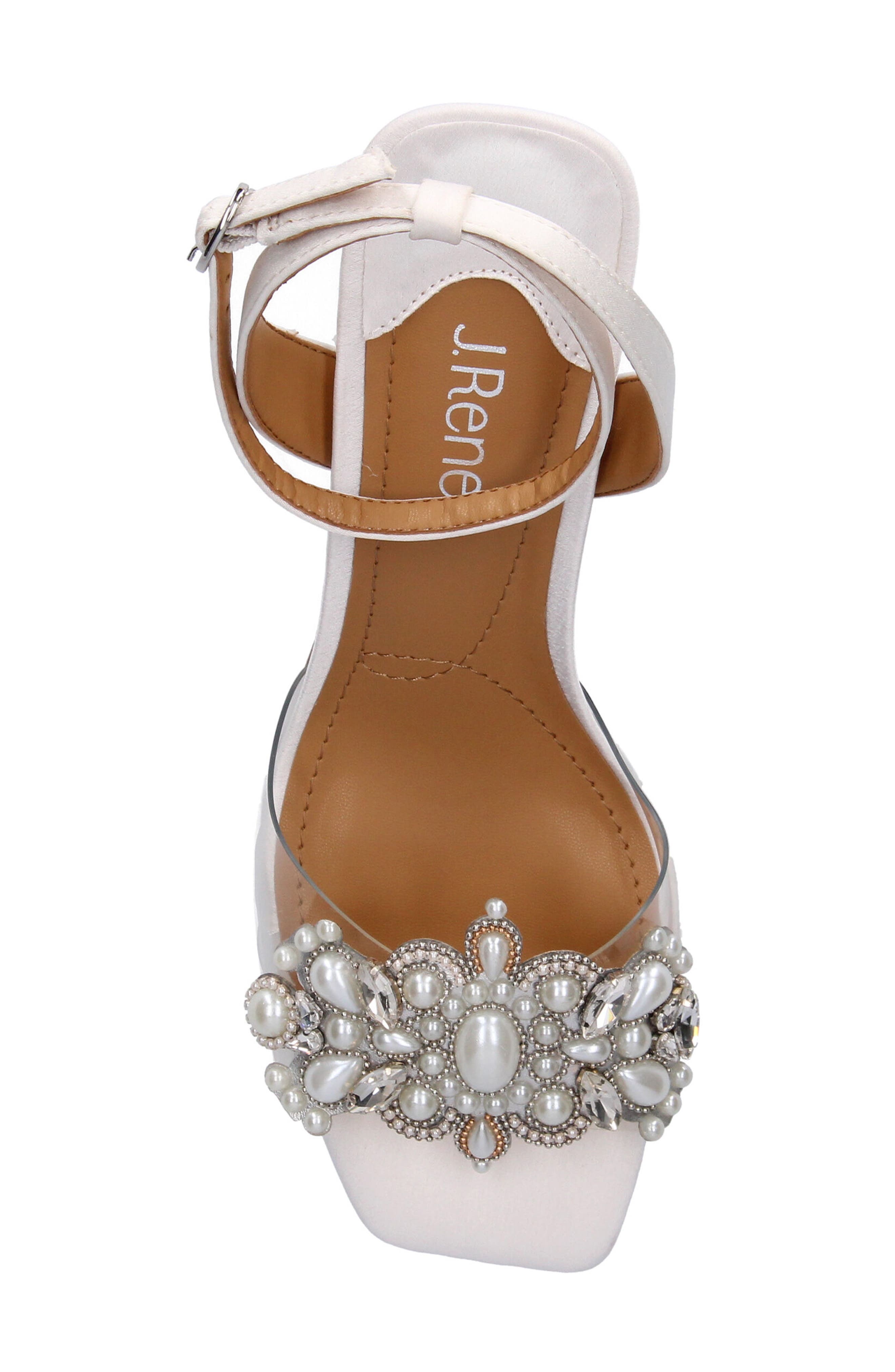 J.Renée Raelyn Embellished Ankle Strap Sandal, Alternate, color, CLEAR/ WHITE