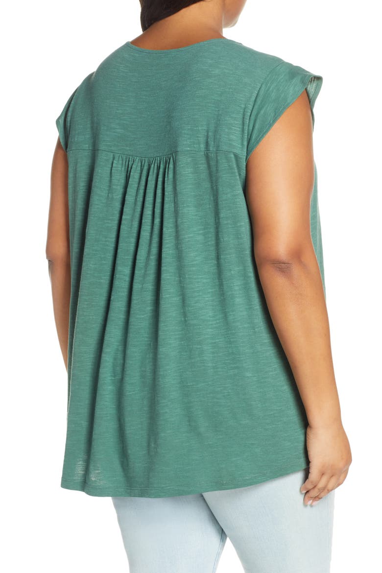 Eyelet Detail Baby Doll Top, Alternate, color, OLIVE MOSS