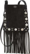 Valentino Garavani Small Nellcôte Fringe Stud Suede Crossbody Bag
