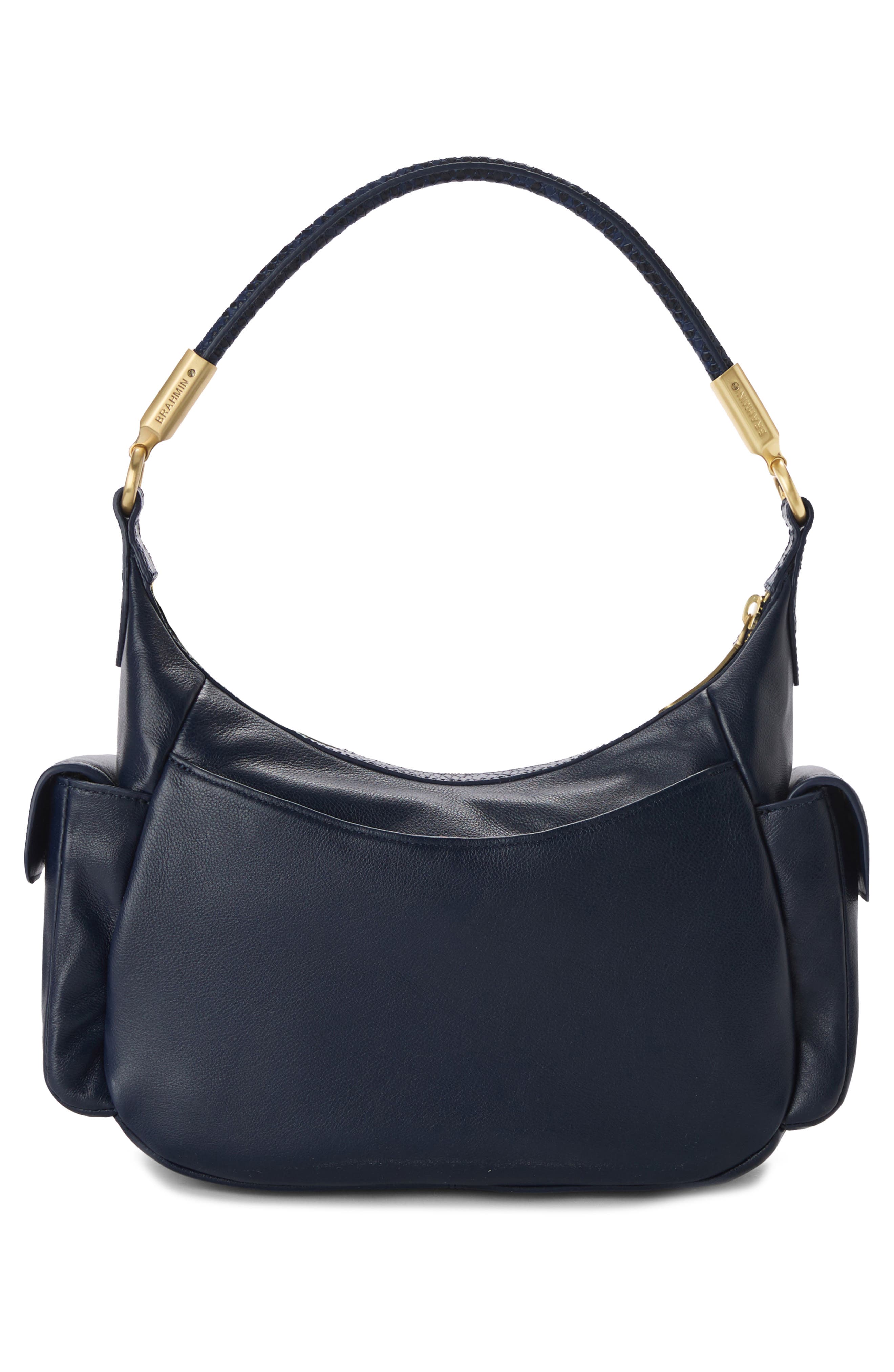 Brahmin Corinne Leather Shoulder Bag, Alternate, color, Navy