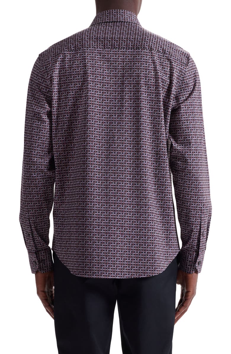 Bugatchi Jimmy OoohCotton<sup>®</sup> Check Button-Up Shirt, Alternate, color, Mahogany