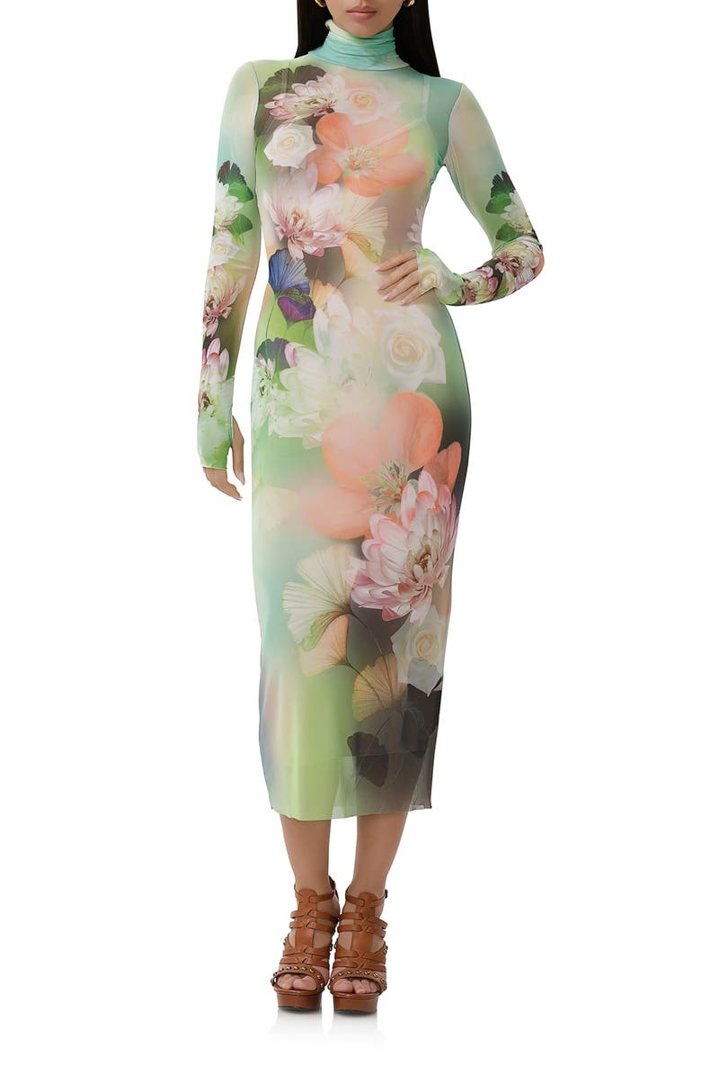 AFRM Shailene Long Sleeve Mesh Dress, Main, color, 