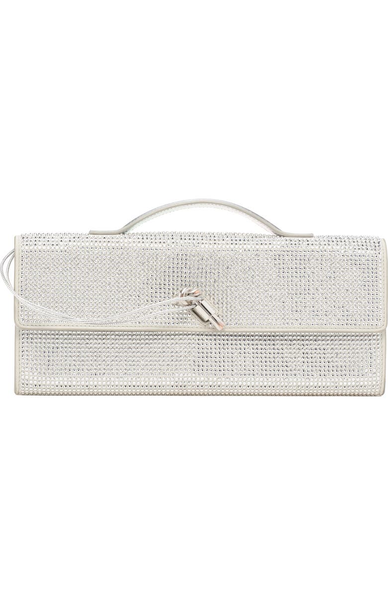 Bottega Veneta Long Andiamo Crystal Embellished Clutch, Main, color, 1905 White M/ Silver-S