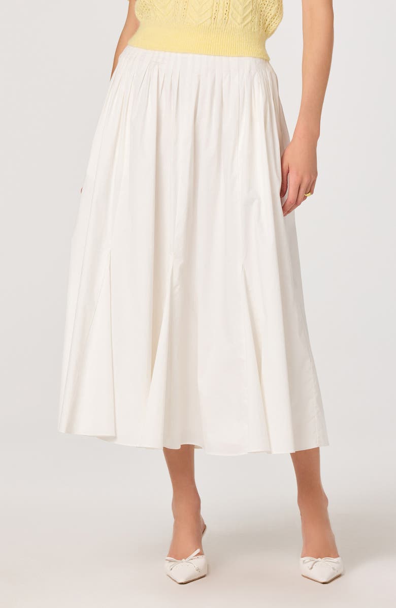 ASTR the Label Sidra Pleated Cotton Midi Skirt, Alternate, color, White