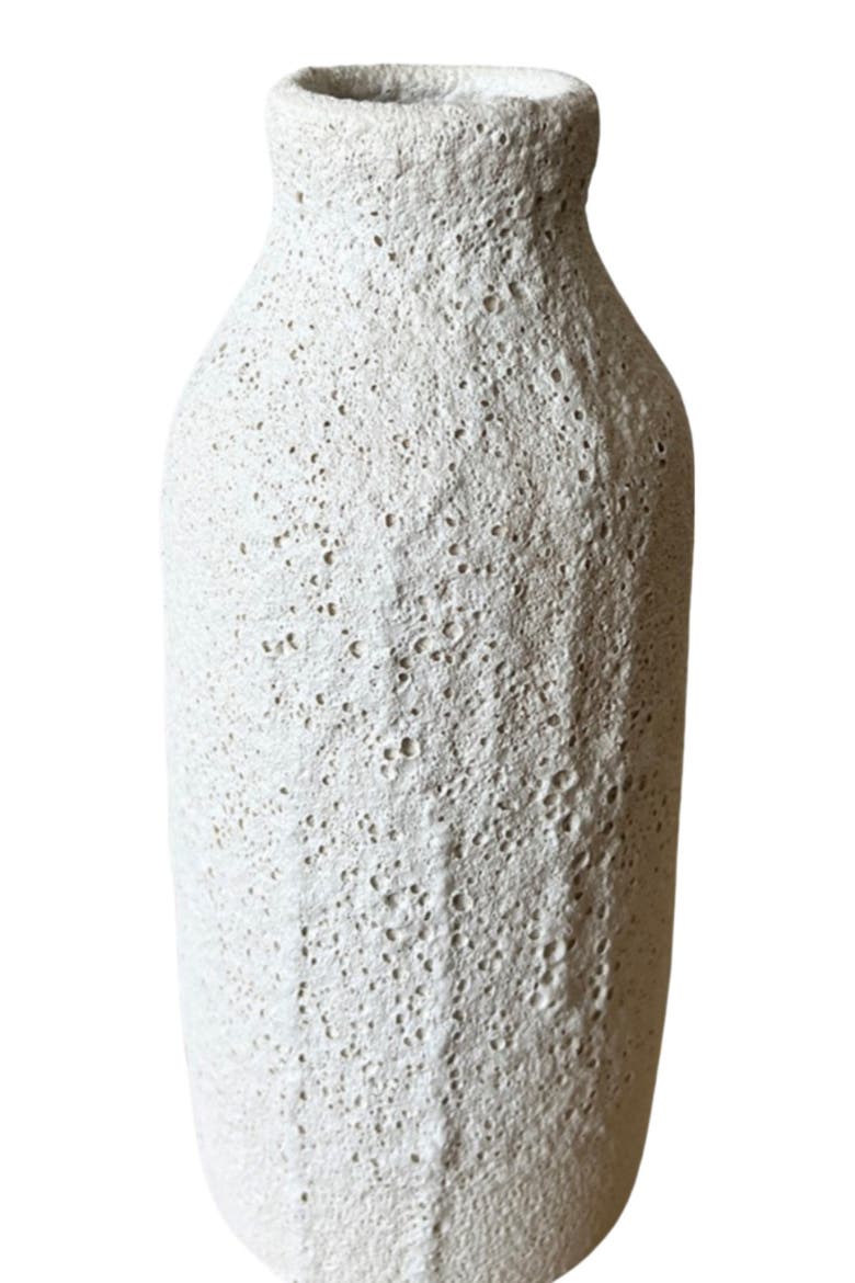 Round Crater Vase, Alternate, color, White