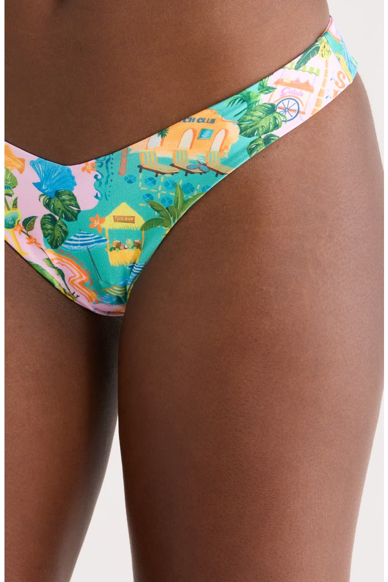 Y-Cut Cheeky Bikini Bottoms, Alternate, color, SUNLIT SPRITZ