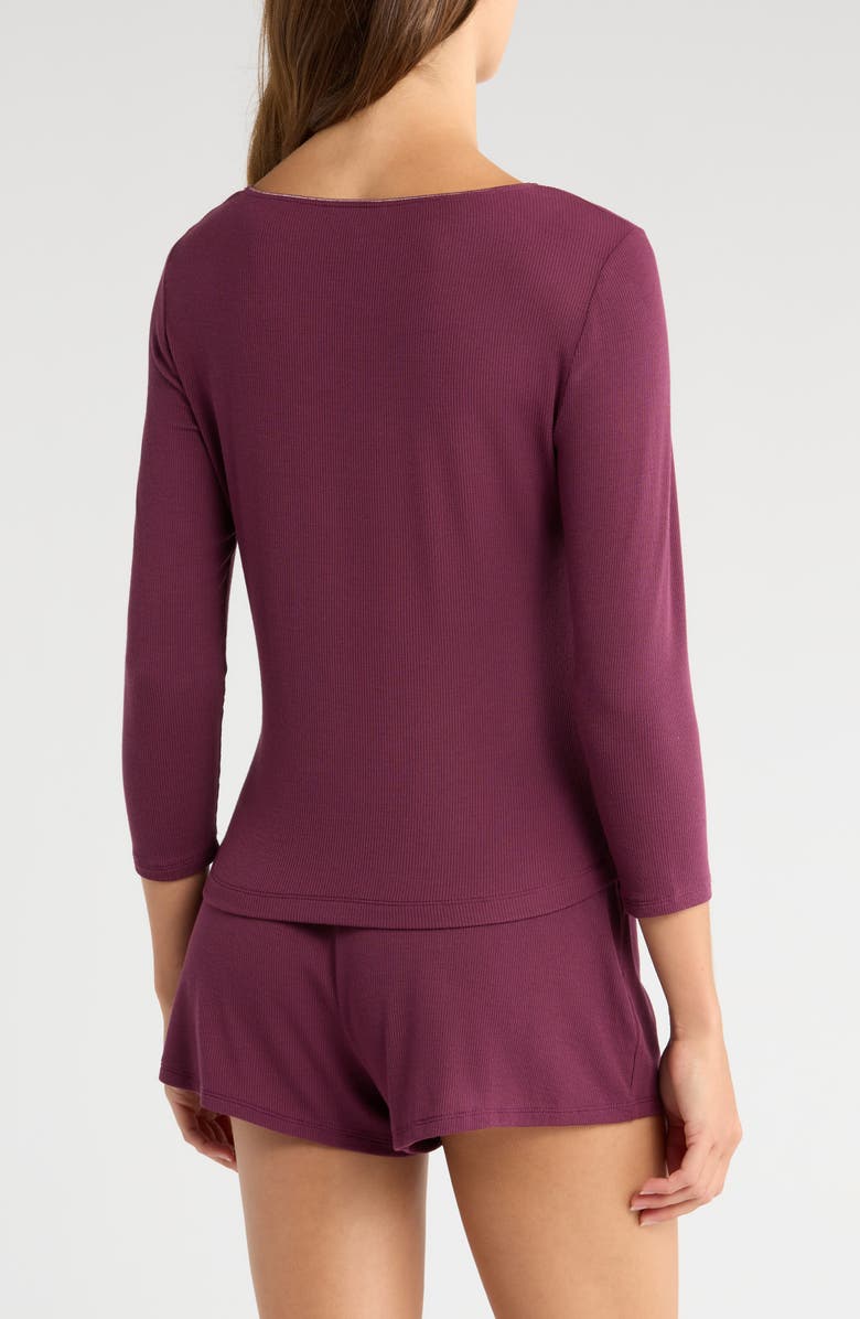 Natori Rib Essentials Short Pajamas, Alternate, color, Cherry Lacquer