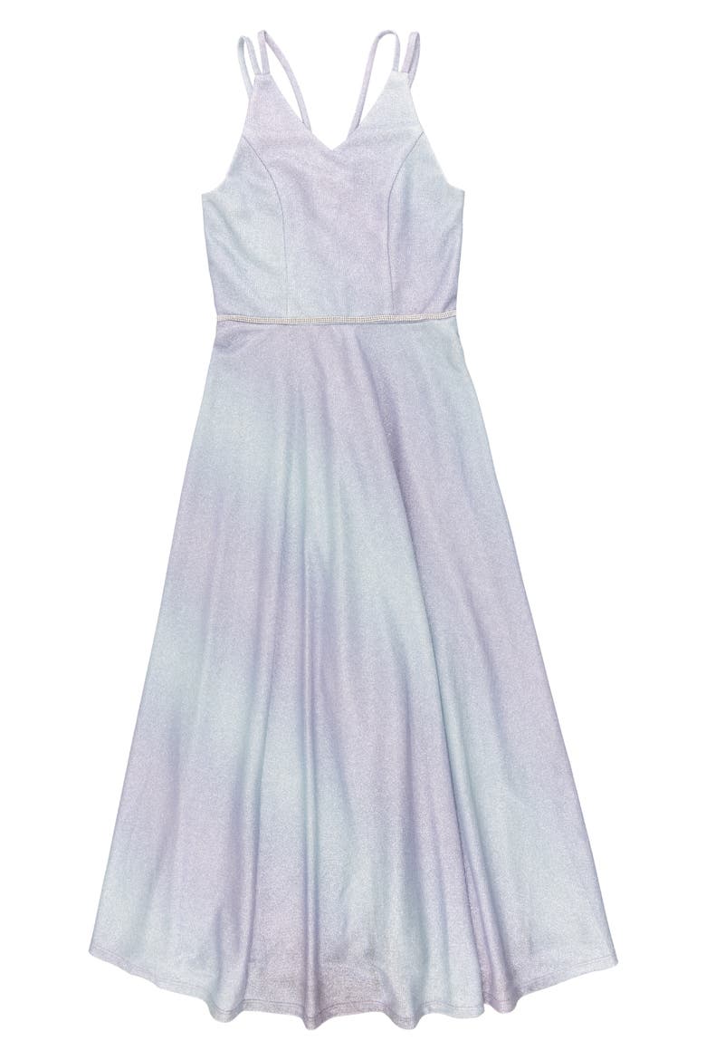 Kids' Metallic Ombré Party Dress, Main, color, LILAC/BLUE JM