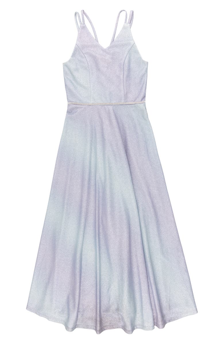 Speechless Kids' Metallic Ombré Party Dress, Main, color, Lilac/Blue Jm