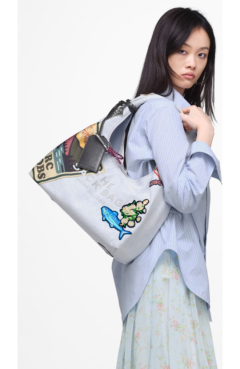 Marc Jacobs The Camp Patchwork Denim Sack Shoulder Bag, Alternate, color, Light Wash