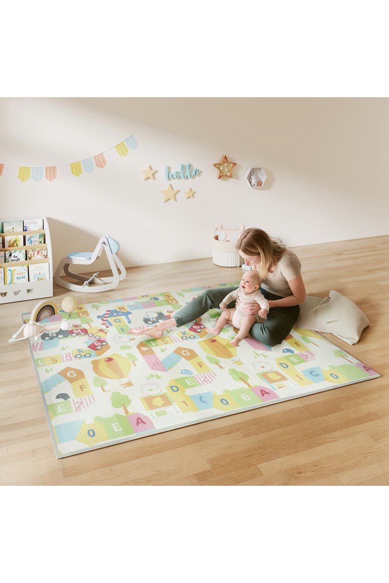 Baby Play Mat 79" x 71", Foldable Foam Crawling Mat, Alphabet & Cloud, Alternate, color, Multicolor