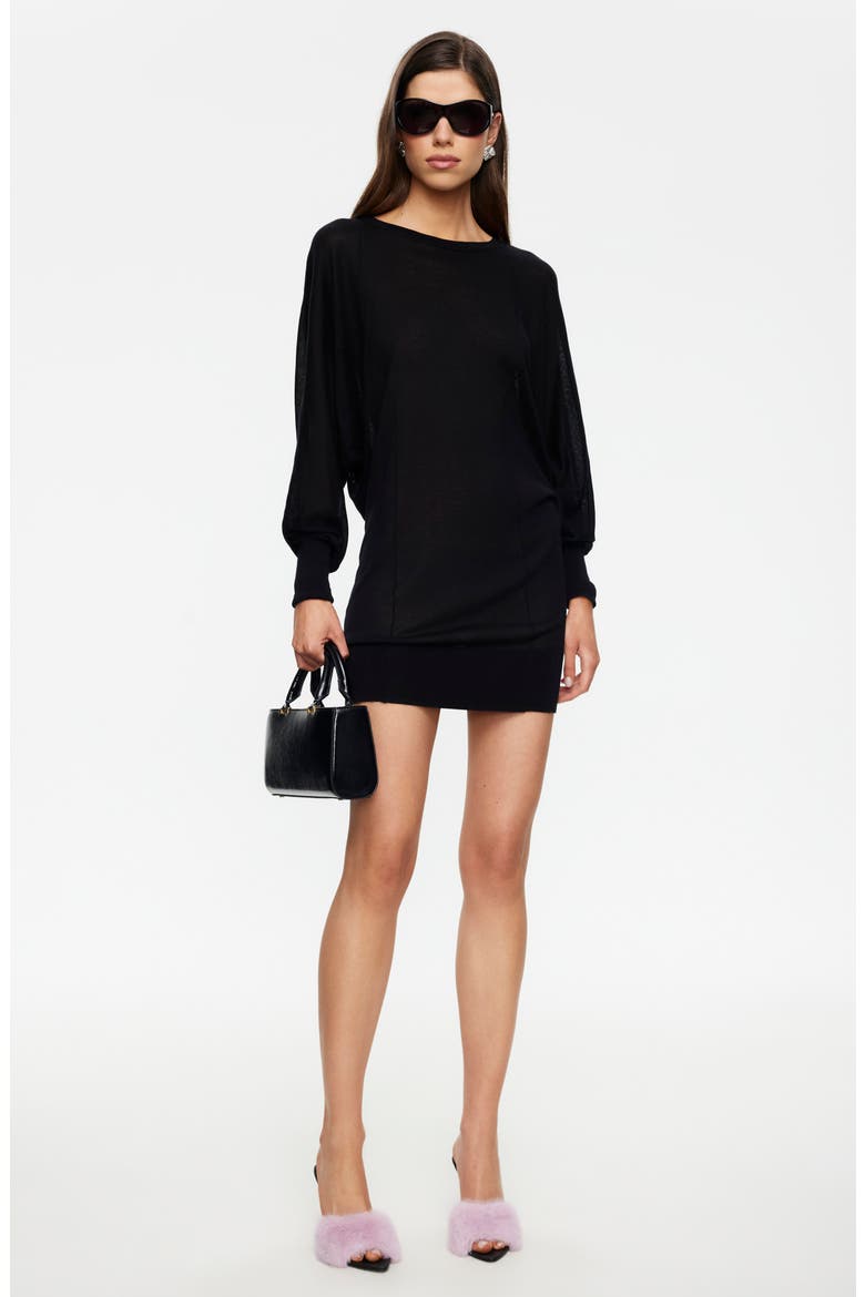 Bellissimo Long Sleeve Minidress, Alternate, color, NOIR