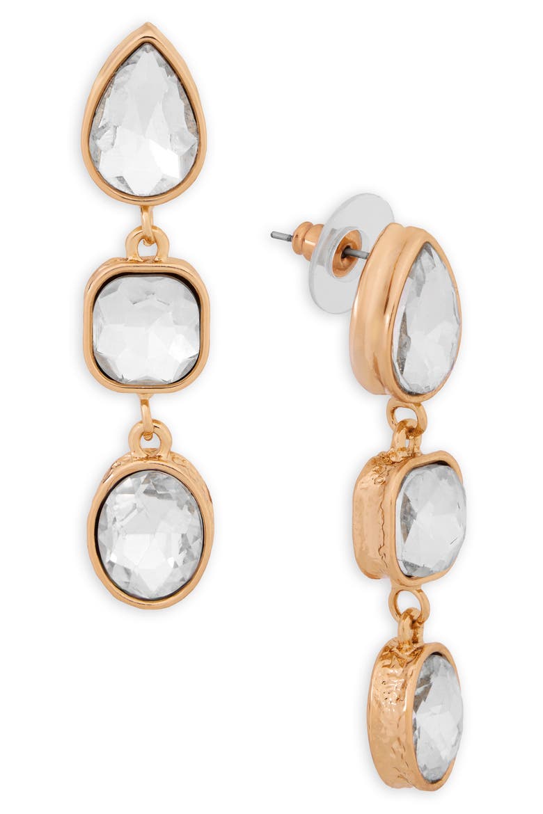 Crystal Cascade Drop Earrings, Alternate, color, GOLD