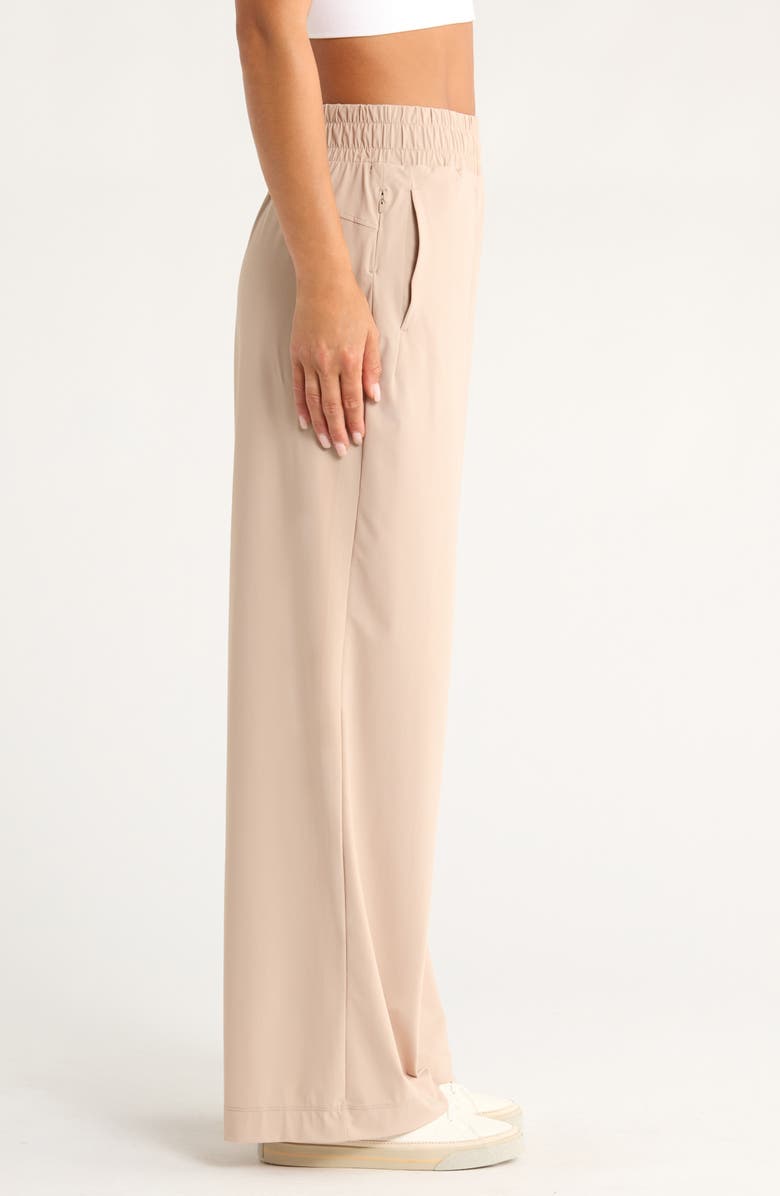 Zella Transit Wide Leg Pants, Alternate, color, Tan Thread