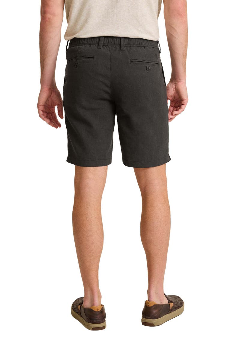 Isla Sands Pleated Stripe Linen Blend Shorts, Alternate, color, BLACK