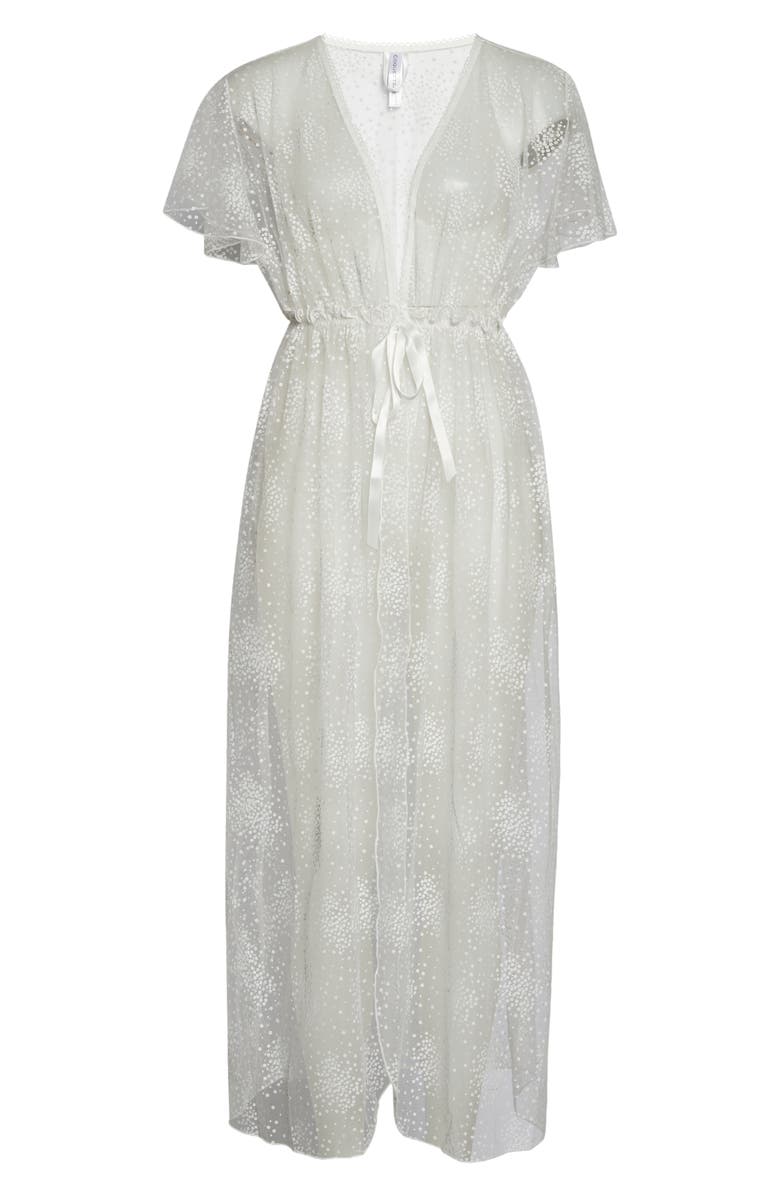 Coquette Long Lace Robe, Alternate, color, White