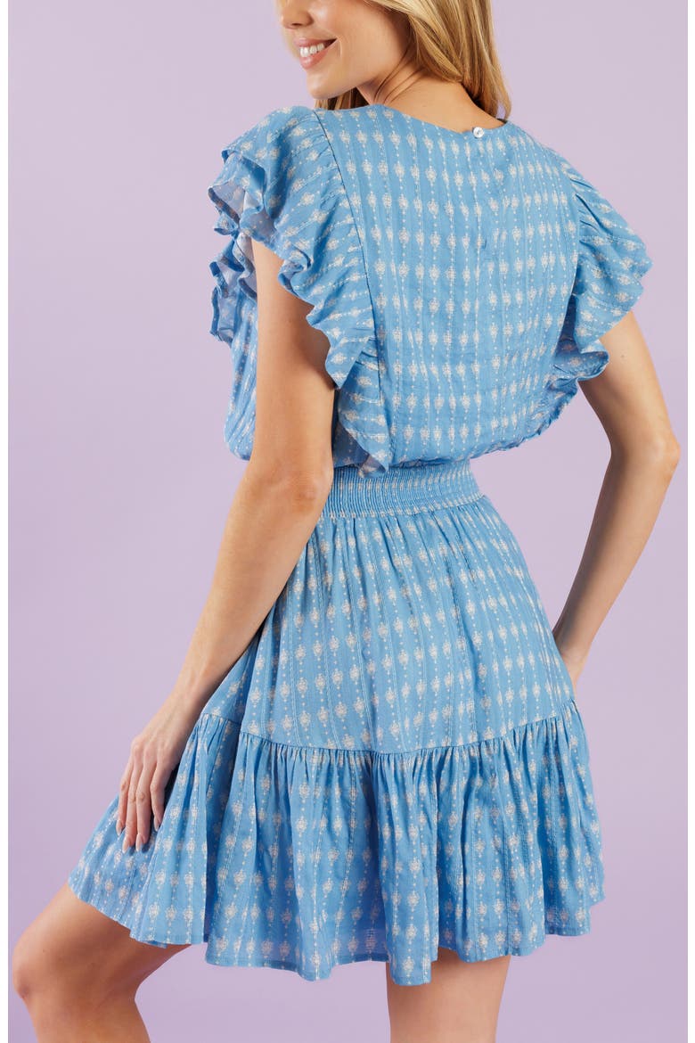 Ruffle Cap Sleeve Textured Minidress, Alternate, color, POWDER BLUE