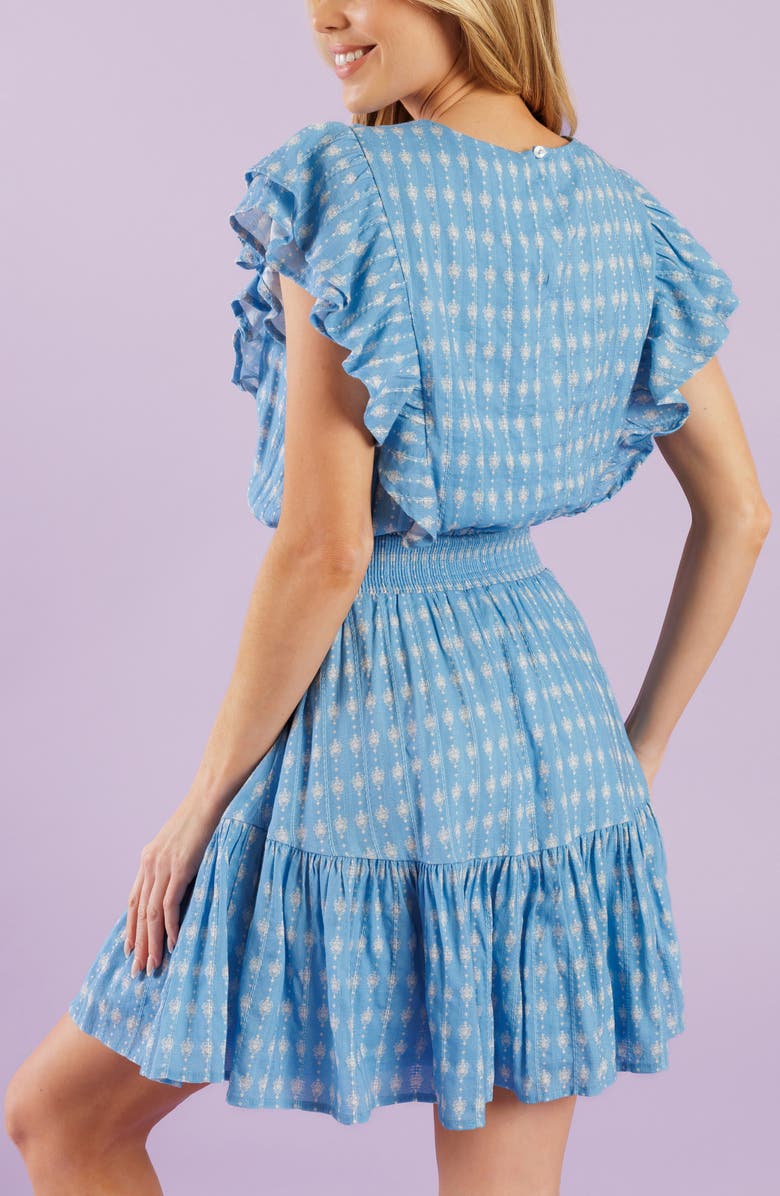 FLYING TOMATO Ruffle Cap Sleeve Textured Minidress, Alternate, color, Powder Blue