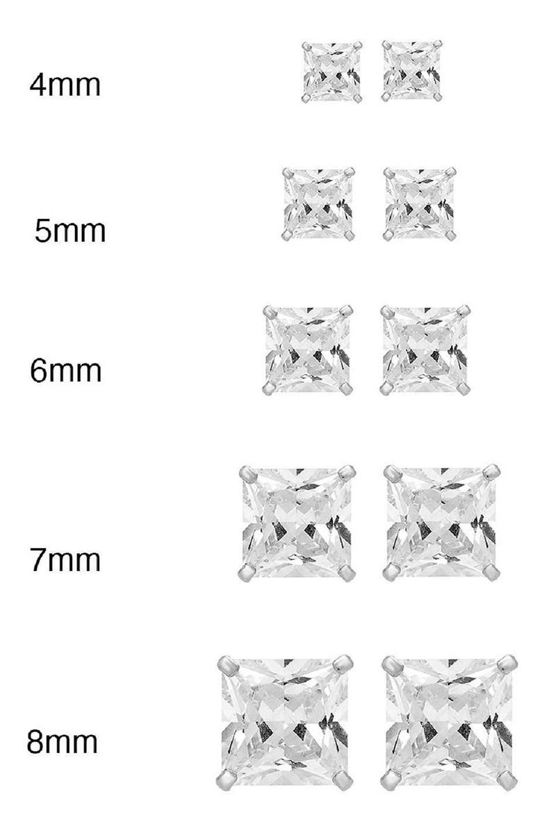 A&M 14K Gold Square CZ Stud Earrings, Alternate, color, White Gold