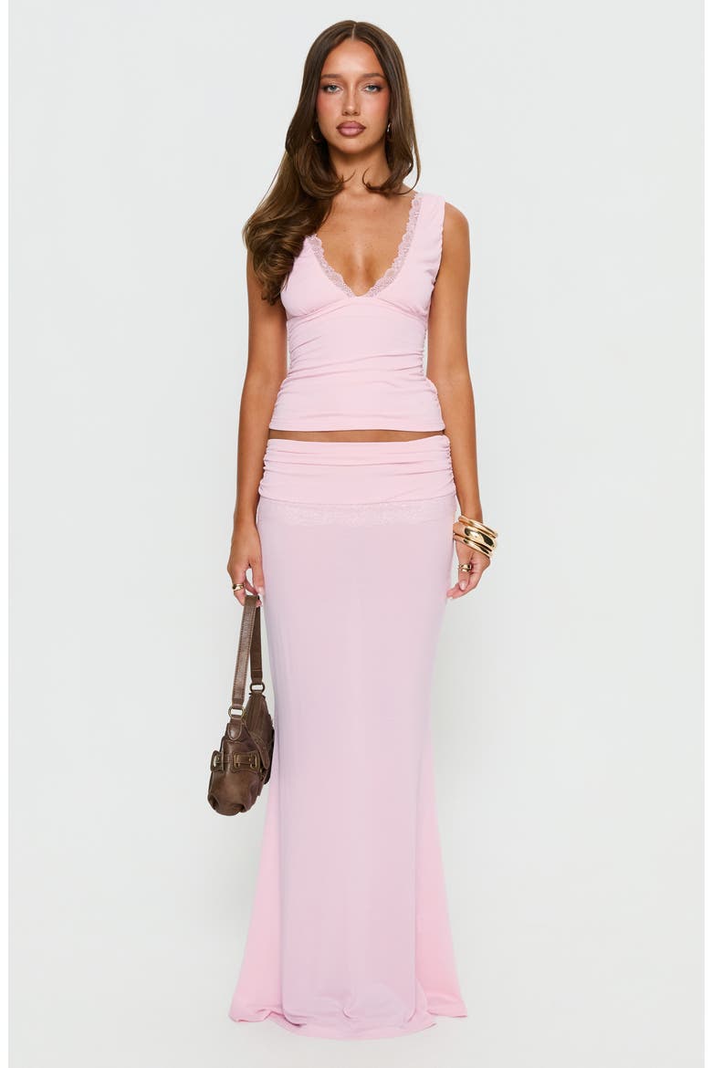 Zespri Lace Trim Jersey Maxi Skirt, Alternate, color, PINK