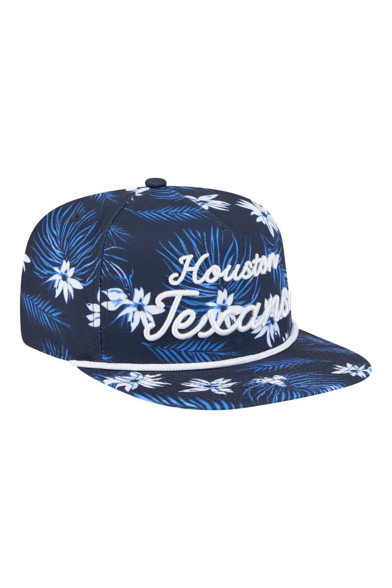 Men's New Era  Navy Houston Texans Palm Print A-Frame 9FIFTY Snapback Hat, Alternate, color, Navy