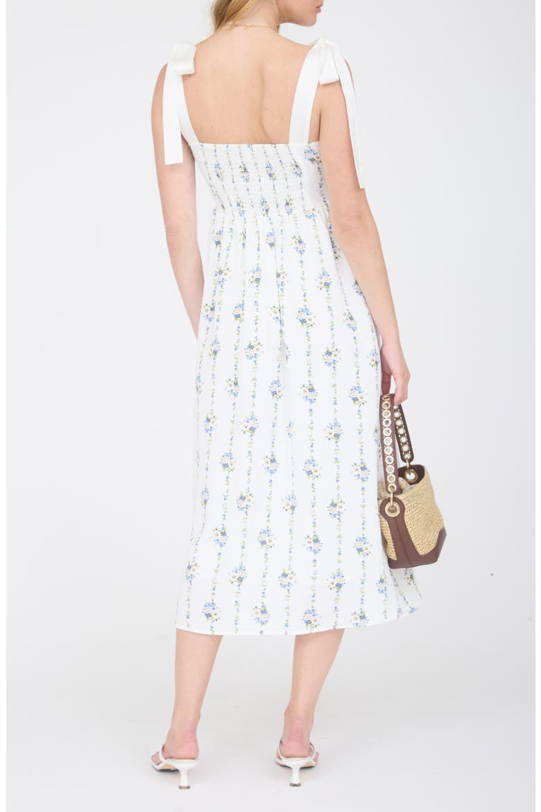 Bow Tied Strap Midi Dress, Alternate, color, IVORY MULTI