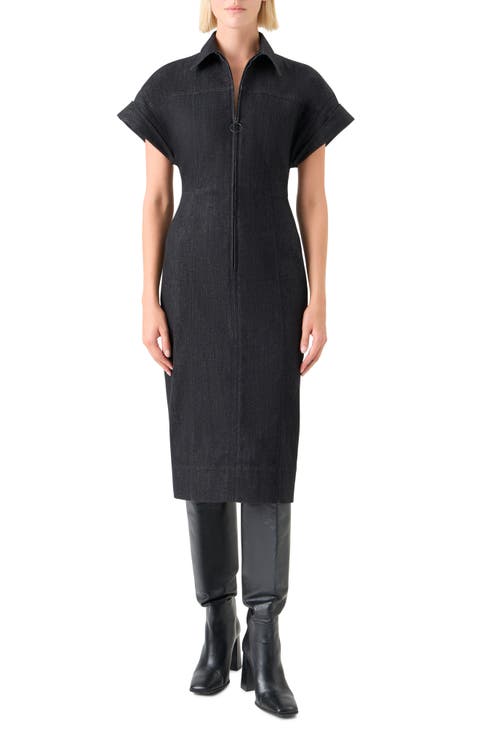 Structured Stretch Denim Shirtdress