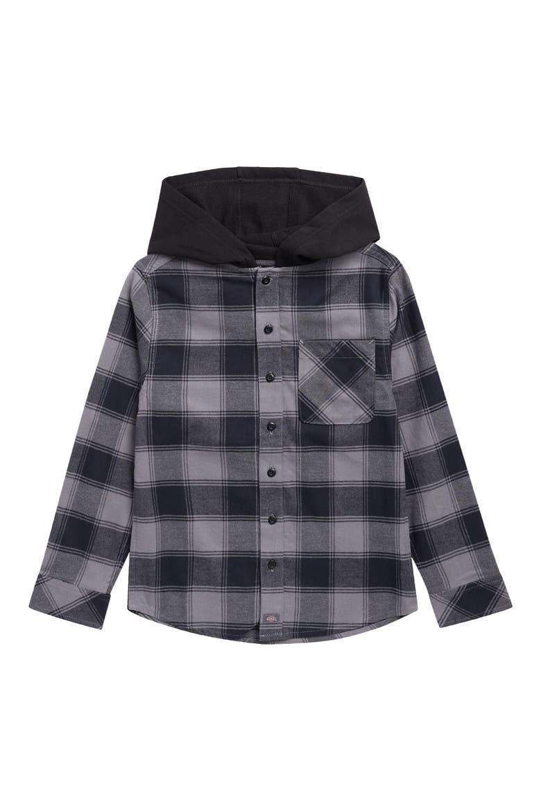 Kids' Hooded Flannel Shirt, Main, color, CHARCOAL