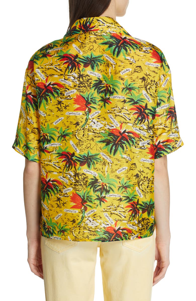 Roseanna Cuba Palm Print Silk Shirt, Alternate, color,