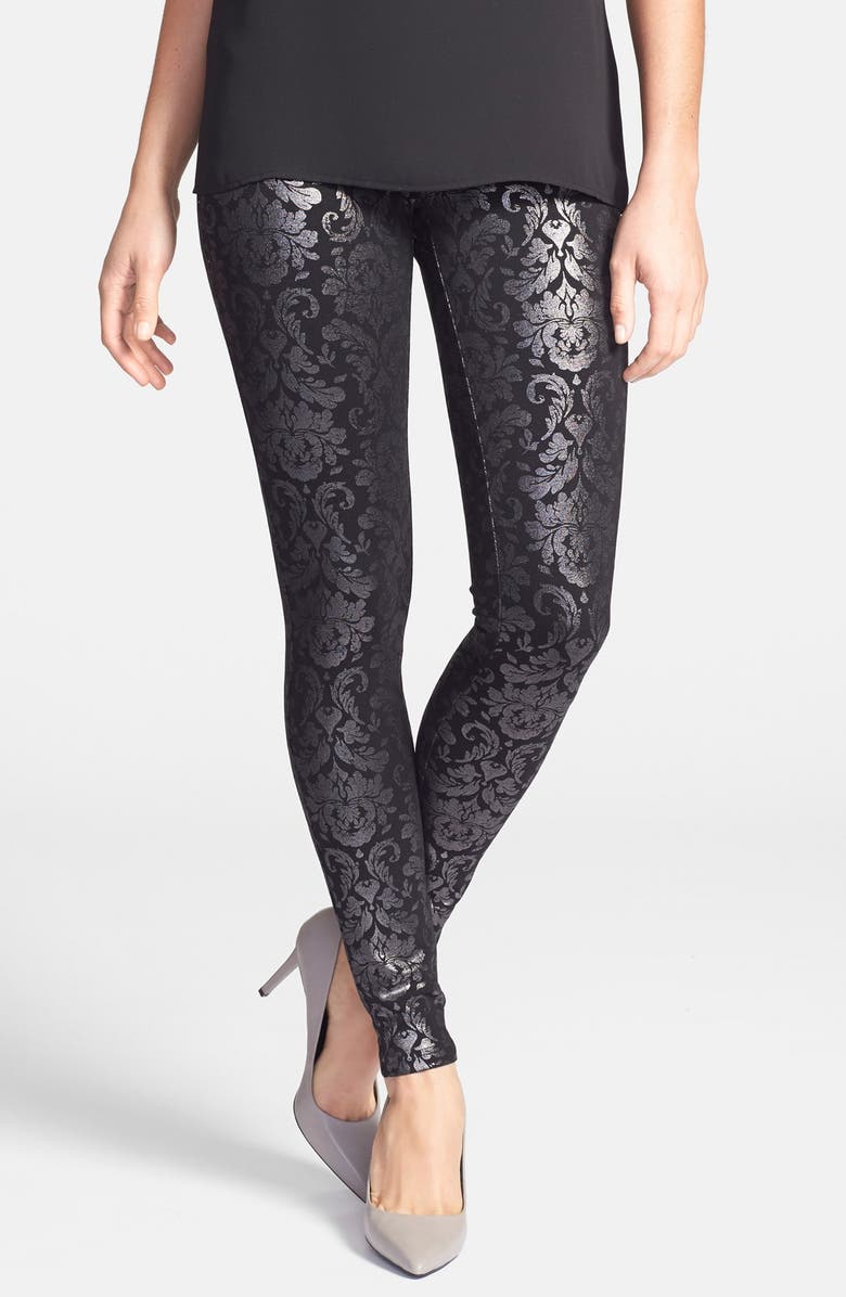 Hue Foiled Ponte Knit Leggings, Main, color, 