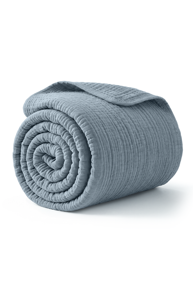 Muslin Large Throw Blanket - 50 x 70 inches, Main, color, Pacific Blue