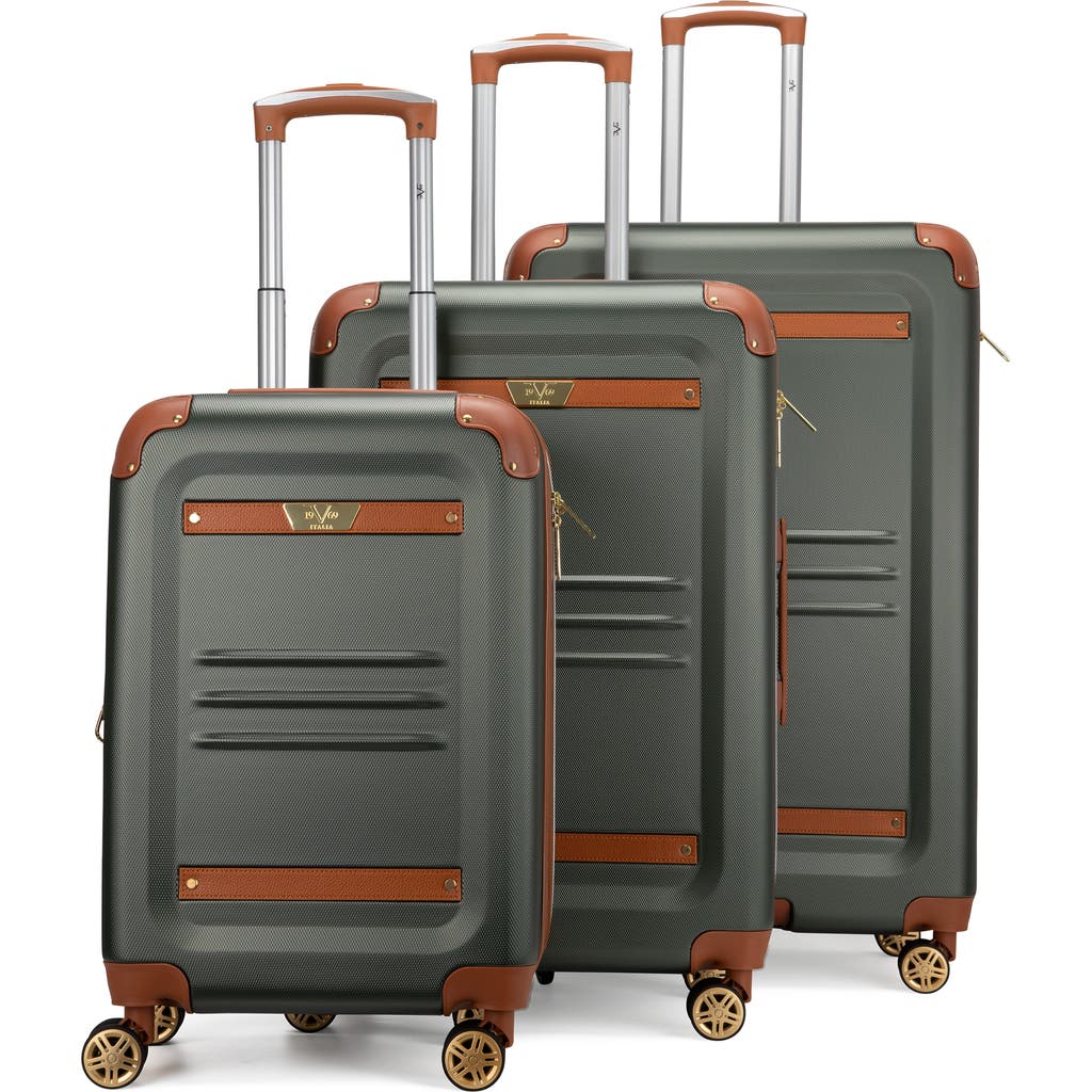 19v69 Italia Vintage 3 Piece Expandable Spinner Luggage Set In Green