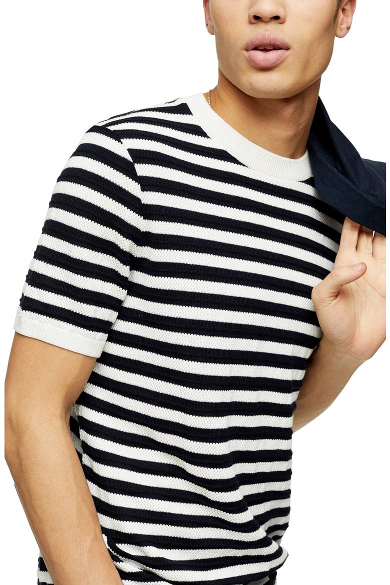 Stripe Knit T-Shirt, Alternate, color, NAVY MULTI