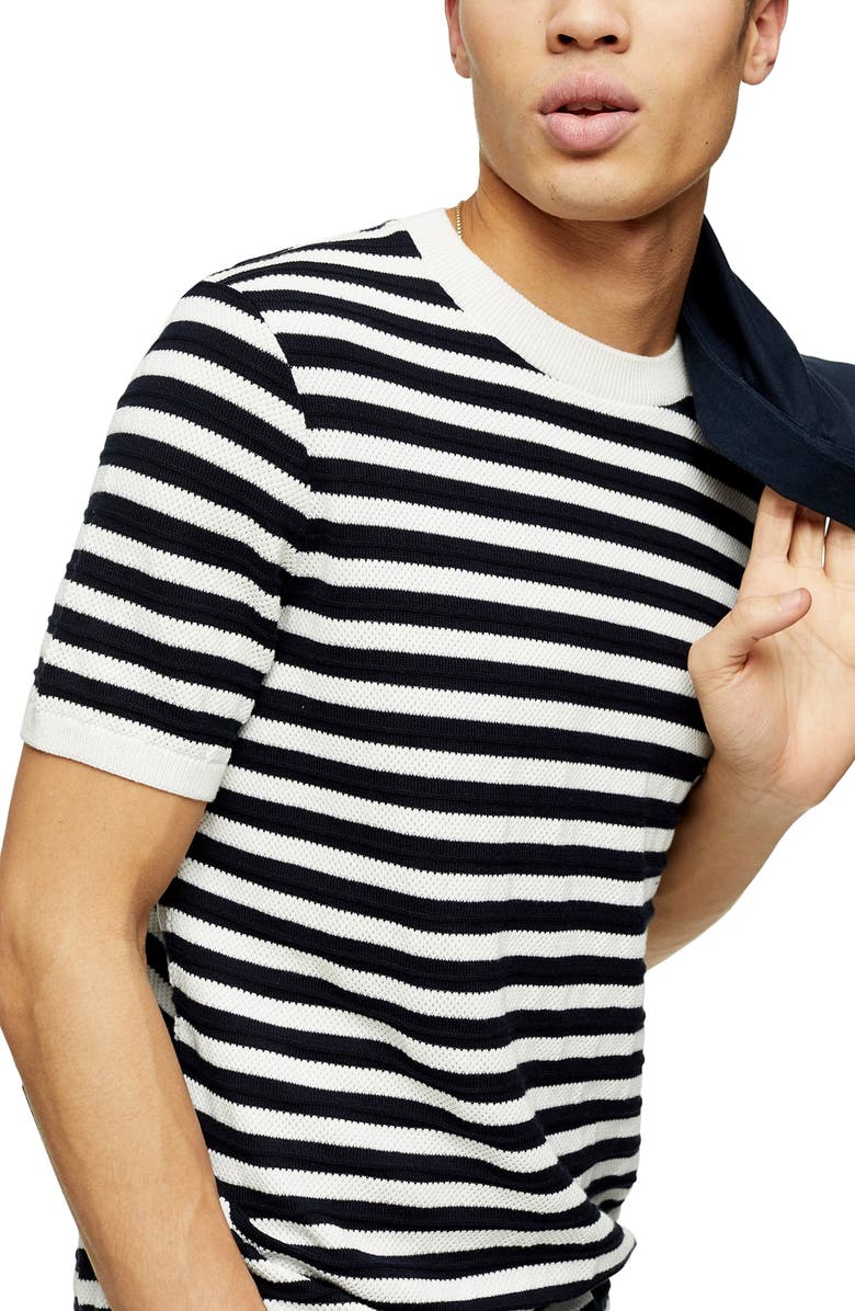 Topman Stripe Knit T-Shirt, Alternate, color, 