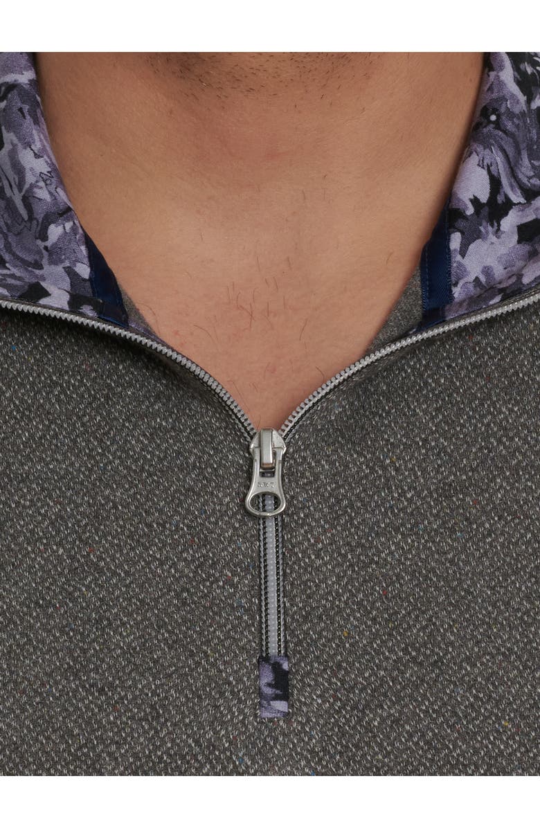 Robert Graham Delage Tweed Jacquard Quarter Zip Pullover, Alternate, color, 