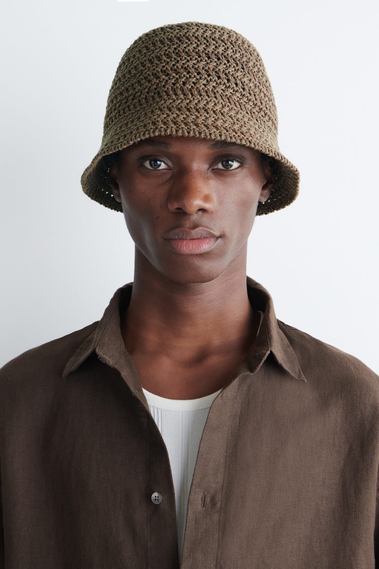 Open-knit Bucket Hat, Alternate, color, KHAKI
